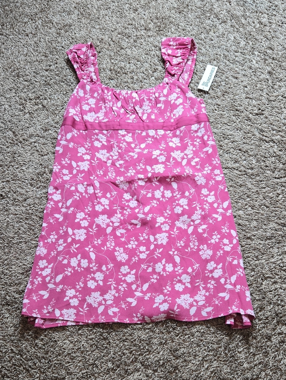 Woven Large 12 - 14 Babydoll Mini Dress Top Rosiest Rouge No Boundaries